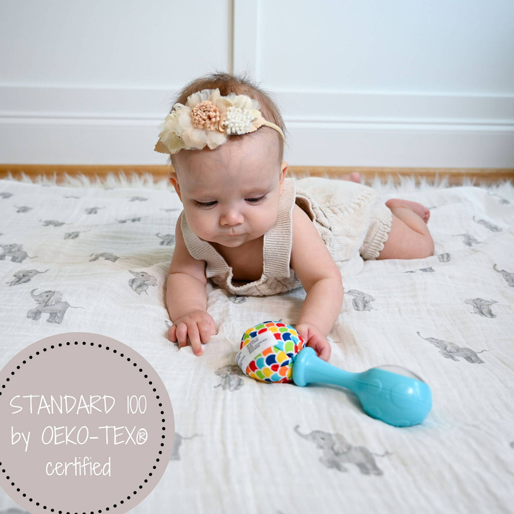 Baby Muslin Swaddle Blanket 47x47 Elephant