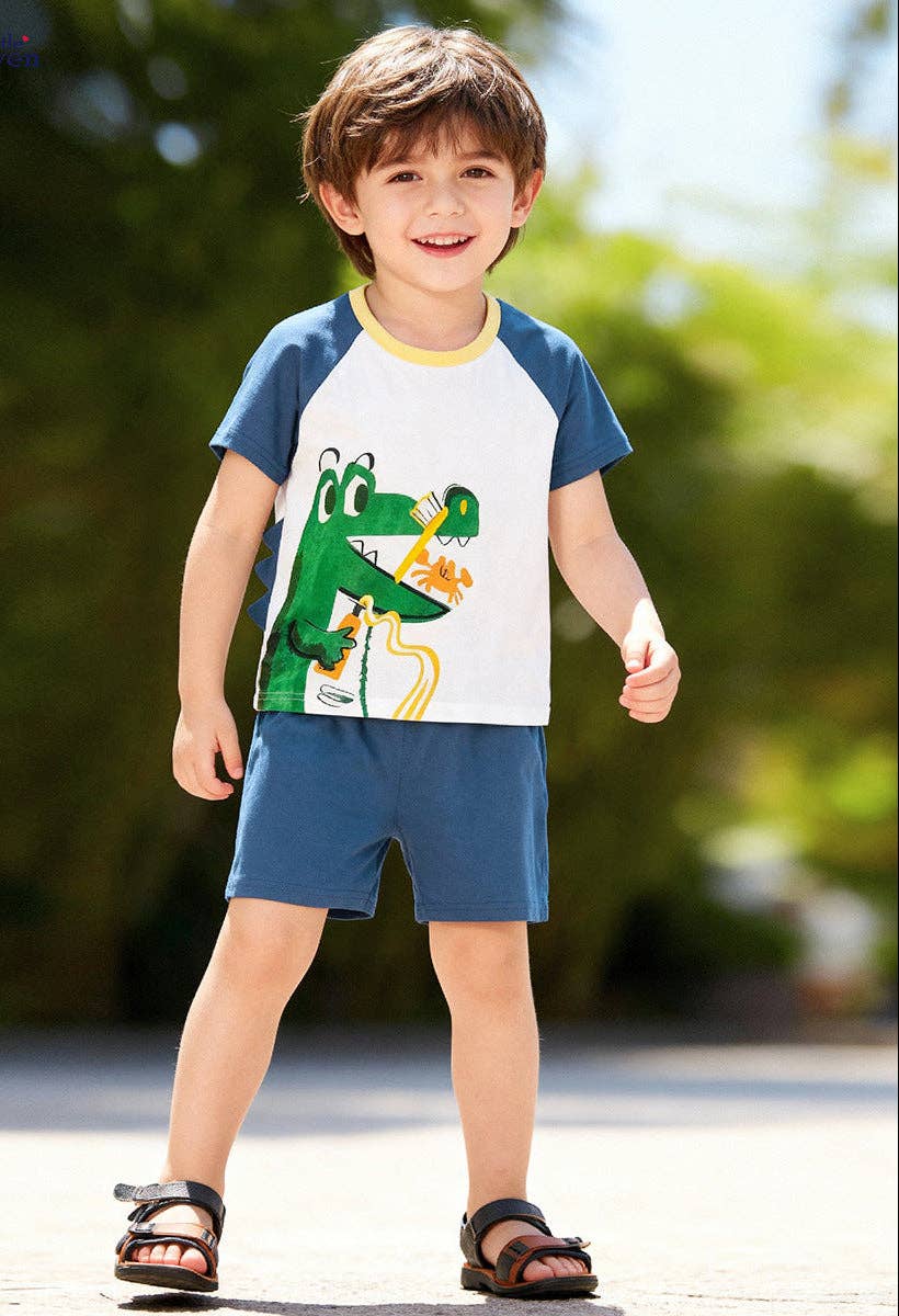 Cartoon Summer Short Sleeve Set for Boys