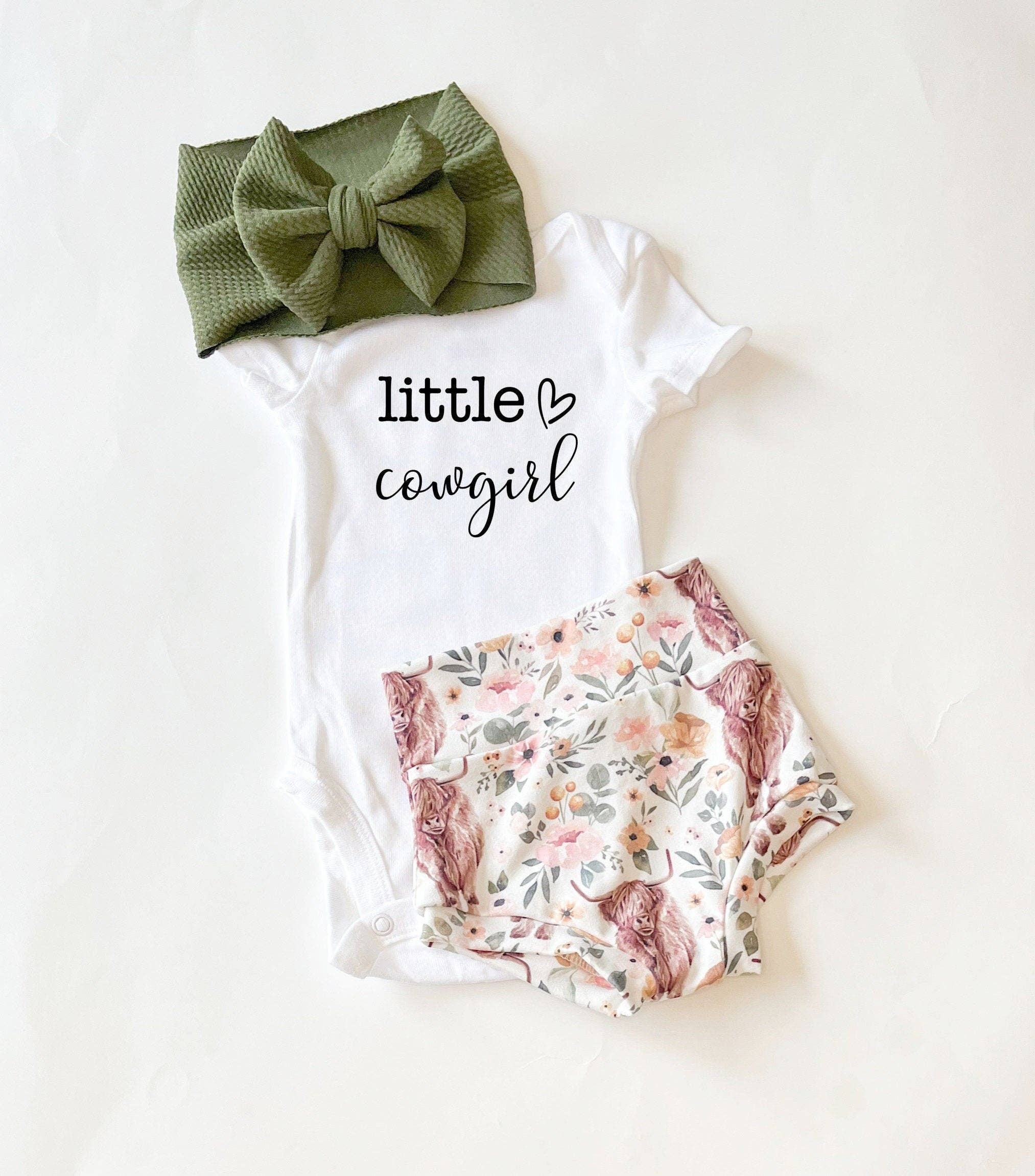 Little Cowgirl Highland Cow Bummies & Bodysuit Set