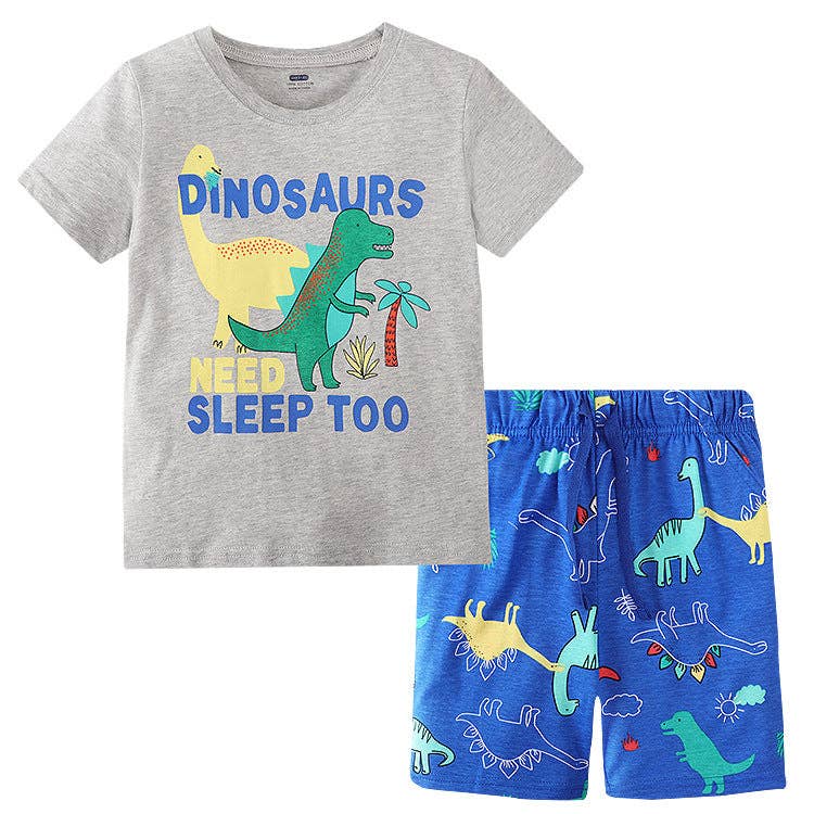Cute Animal Print Cotton T-Shirt and Shorts Set for Boys