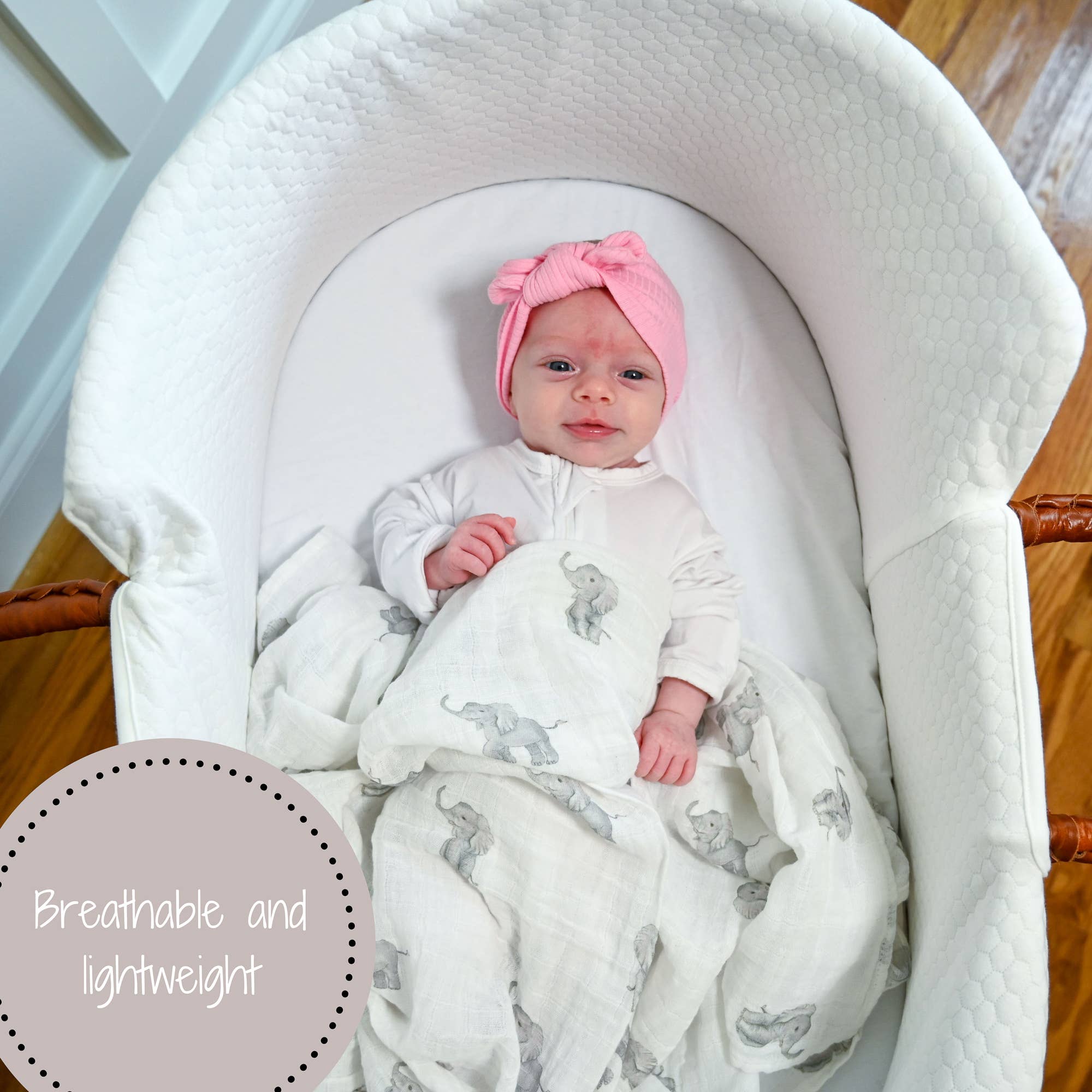 Baby Muslin Swaddle Blanket 47x47 Elephant