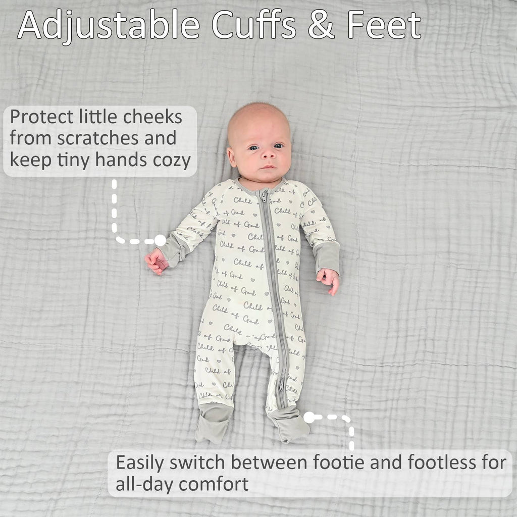 LollyBanks Bamboo Baby Pajama | Child of God Convertible Zipper Romper