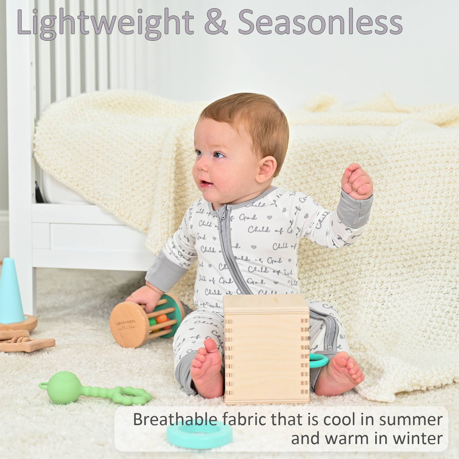 LollyBanks Bamboo Baby Pajama | Child of God Convertible Zipper Romper