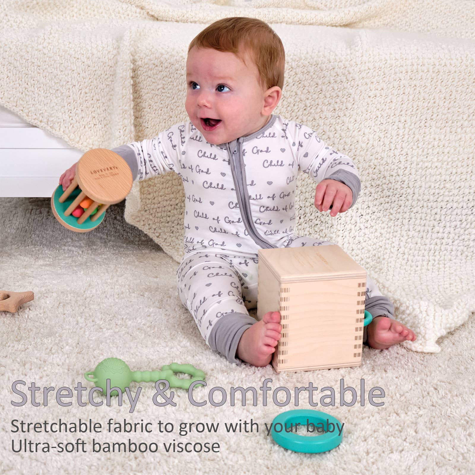LollyBanks Bamboo Baby Pajama | Child of God Convertible Zipper Romper
