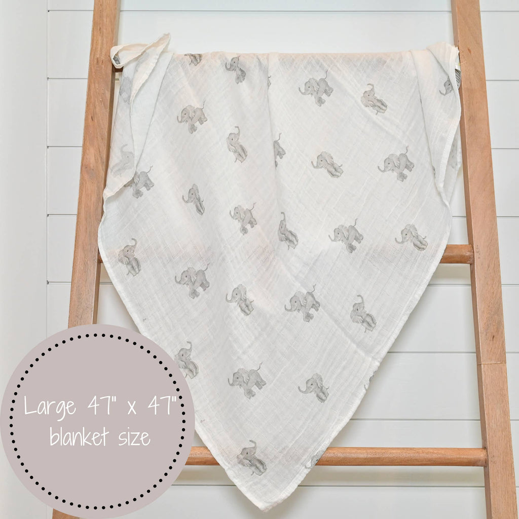Baby Muslin Swaddle Blanket 47x47 Elephant