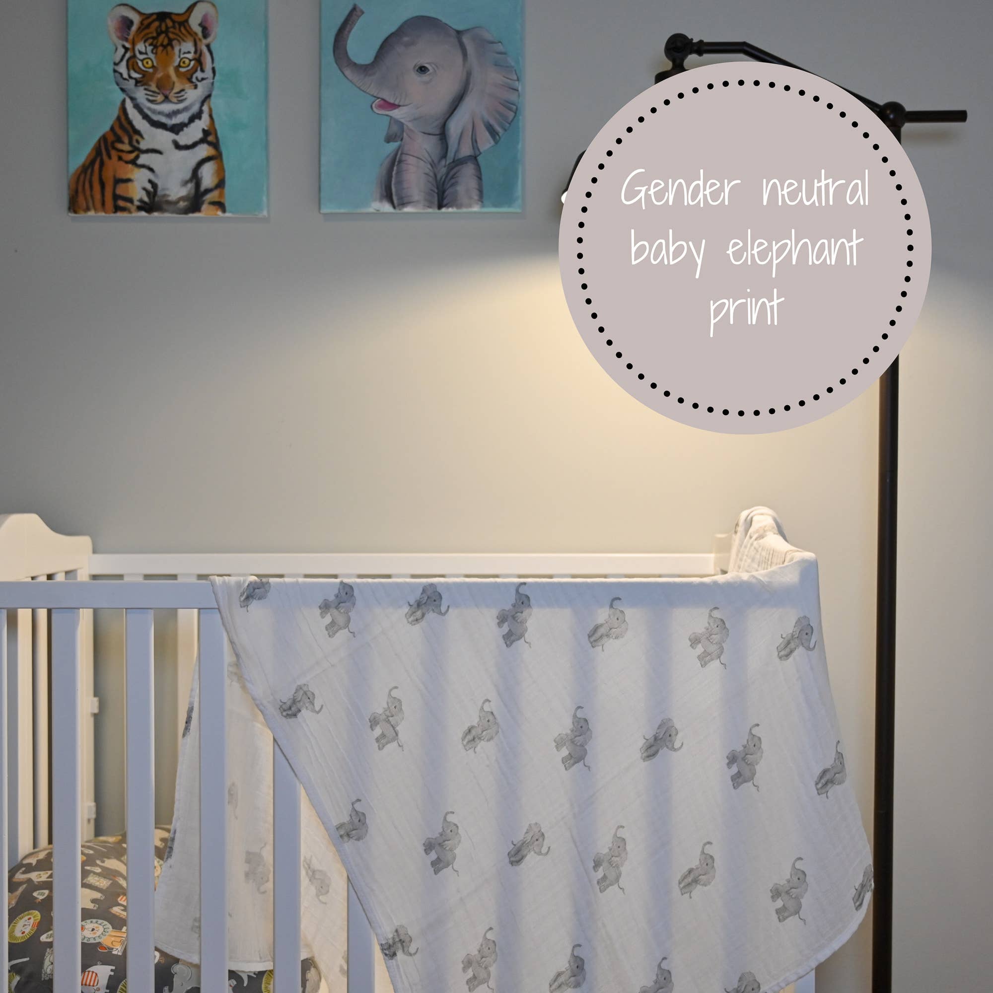 Baby Muslin Swaddle Blanket 47x47 Elephant