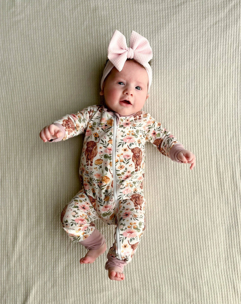 Highland Cow Bamboo Zipper Romper