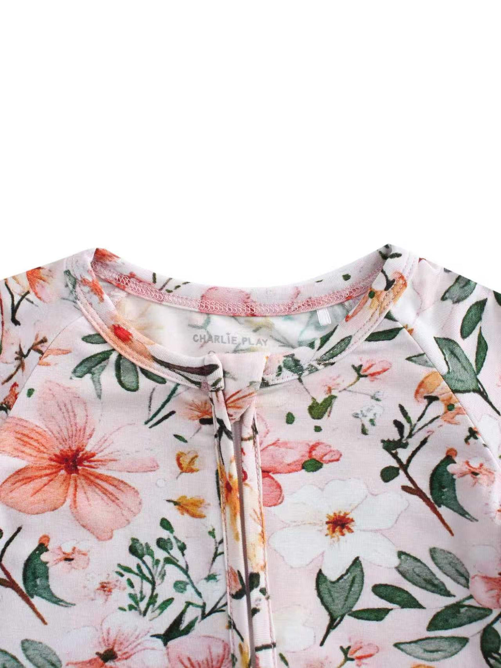 PoshTOT Pink Small Floral Print Bamboo Baby Shorty Zippy Romper