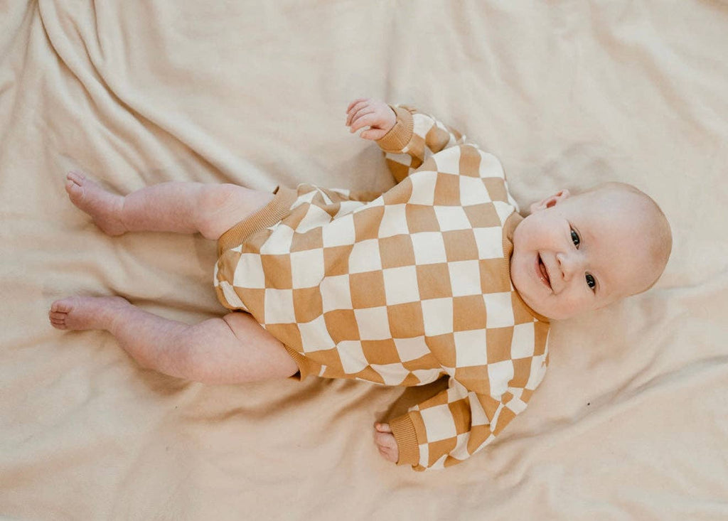 Checkered Baby Bubble Romper