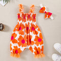Floral Print Lace Romper Set for Baby Girls