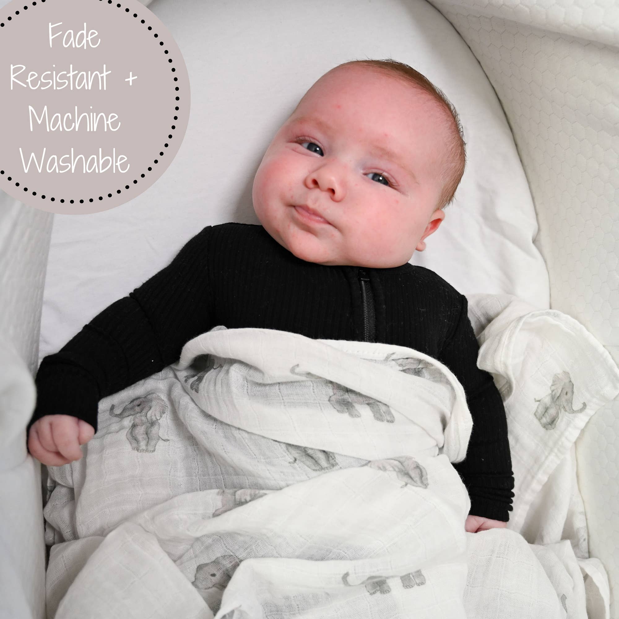 Baby Muslin Swaddle Blanket 47x47 Elephant