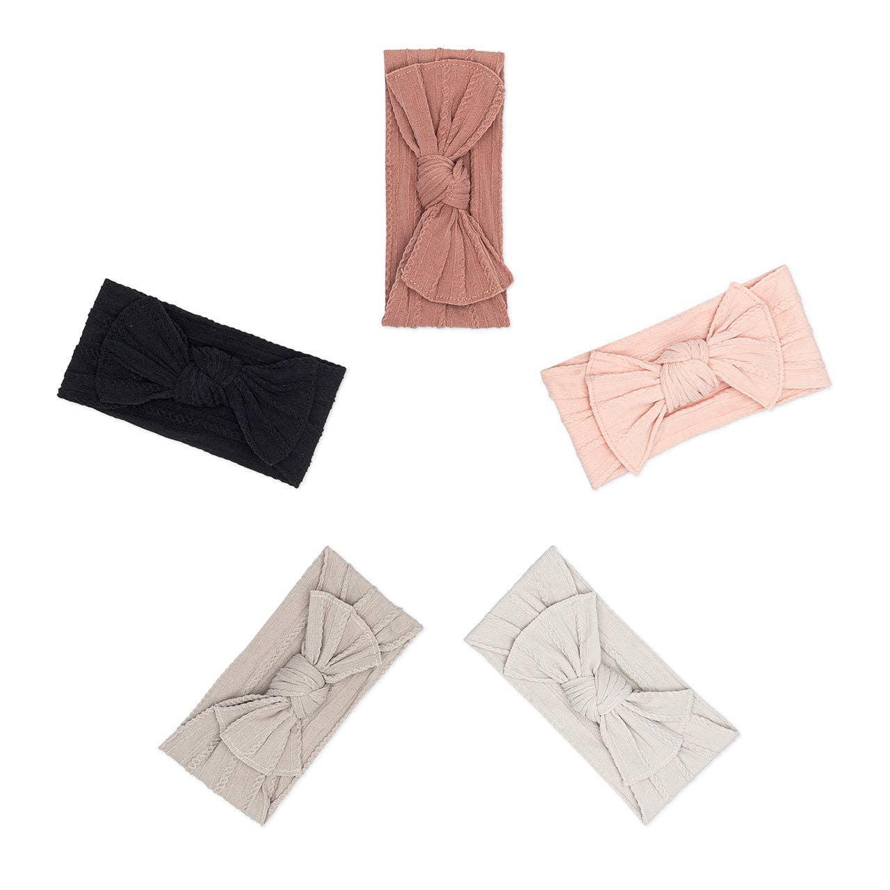Rosewood Set - Cable Knit Knotted Headbands - 5 Pack
