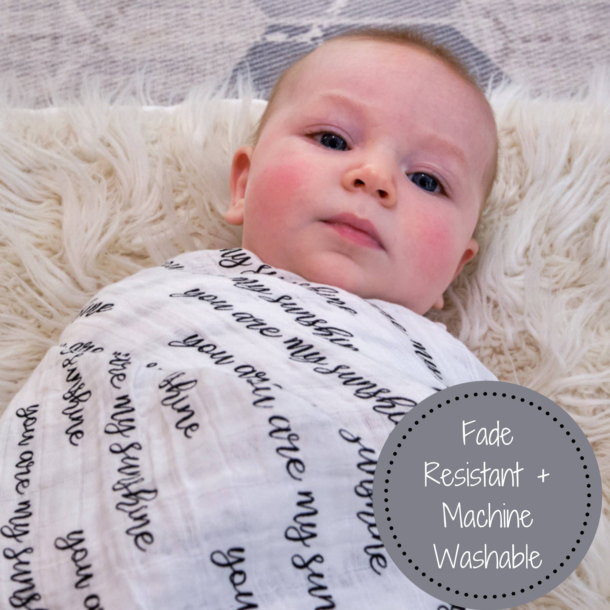 Baby Muslin Swaddle Blanket 47x47 You Are My Sunshine