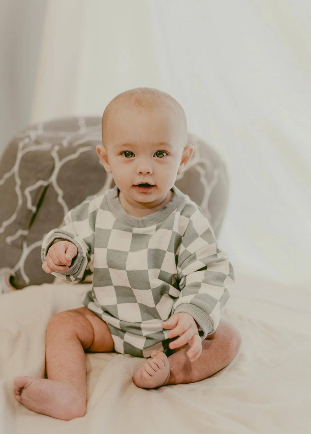 Checkered Baby Bubble Romper