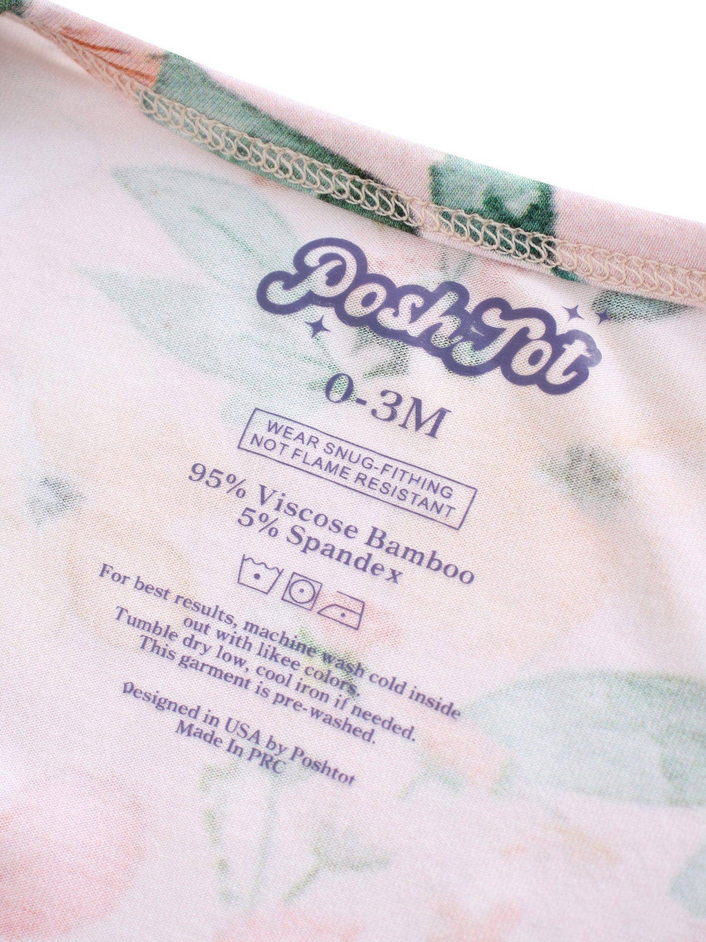 PoshTOT Pink Small Floral Print Bamboo Baby Shorty Zippy Romper