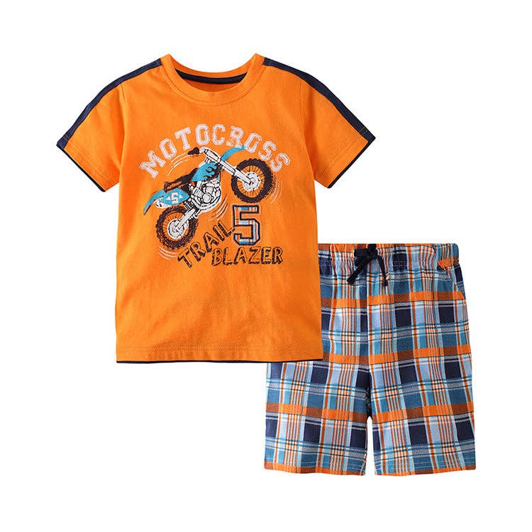 Cute Animal Print Cotton T-Shirt and Shorts Set for Boys