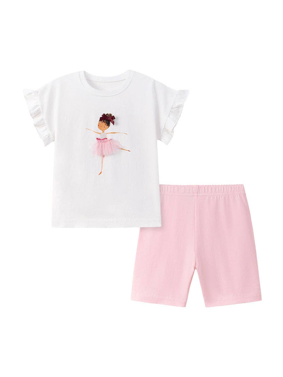 Summer Cartoon Two-Piece Outfit for Girls