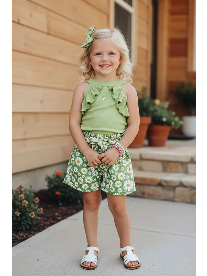 Green top floral bottom 2 piece
