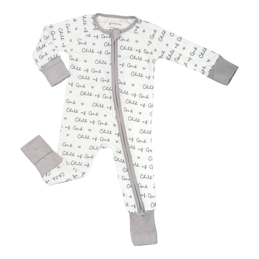 LollyBanks Bamboo Baby Pajama | Child of God Convertible Zipper Romper